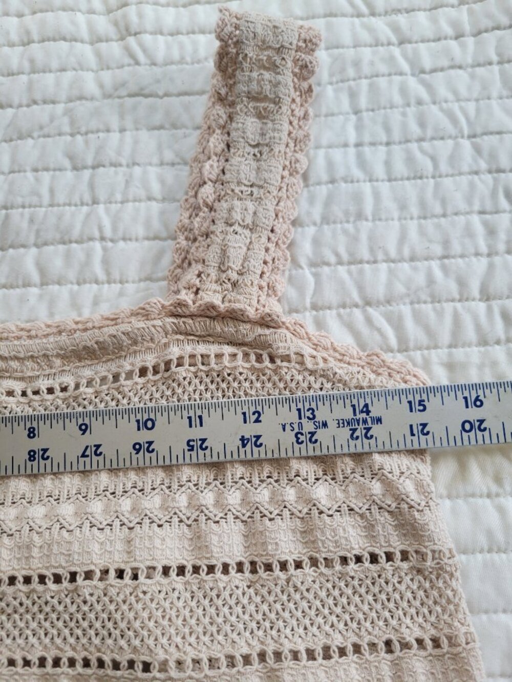 Aerie Crochet Striped Crop Tank Top Blush Cream Boho Festival sz S/P - Picture 6 of 11